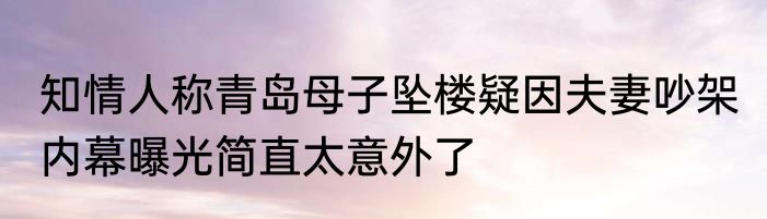 知情人称青岛母子坠楼疑因夫妻吵架 内幕曝光简直太意外了