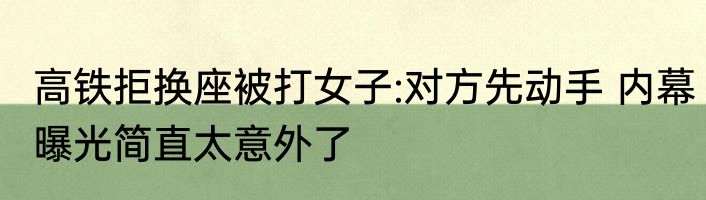 高铁拒换座被打女子:对方先动手 内幕曝光简直太意外了