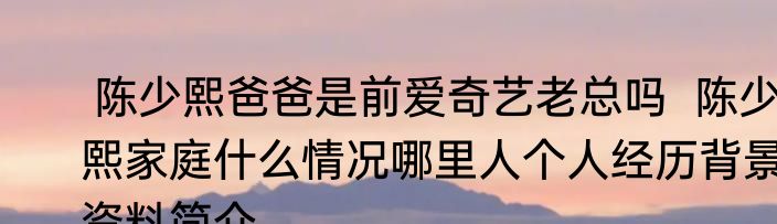  陈少熙爸爸是前爱奇艺老总吗  陈少熙家庭什么情况哪里人个人经历背景资料简介
