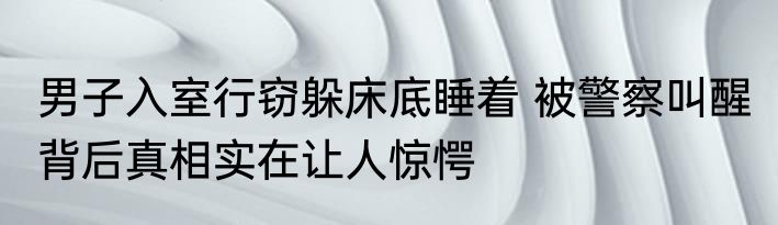 男子入室行窃躲床底睡着 被警察叫醒 背后真相实在让人惊愕