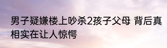 男子疑嫌楼上吵杀2孩子父母 背后真相实在让人惊愕