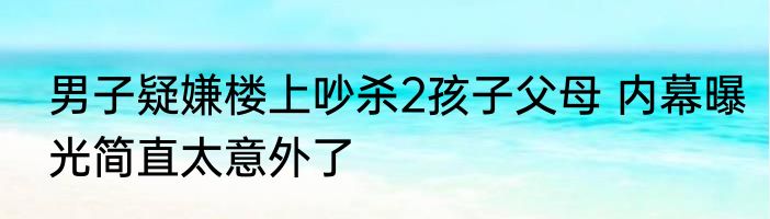 男子疑嫌楼上吵杀2孩子父母 内幕曝光简直太意外了