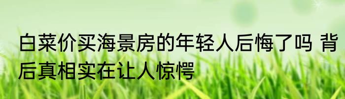 白菜价买海景房的年轻人后悔了吗 背后真相实在让人惊愕