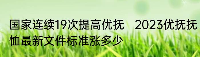 国家连续19次提高优抚   2023优抚抚恤最新文件标准涨多少
