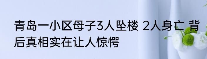 青岛一小区母子3人坠楼 2人身亡 背后真相实在让人惊愕