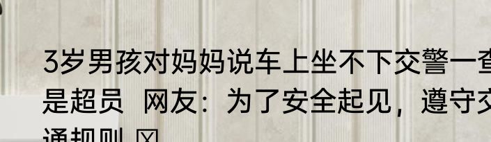 3岁男孩对妈妈说车上坐不下交警一查是超员  网友：为了安全起见，遵守交通规则 ​