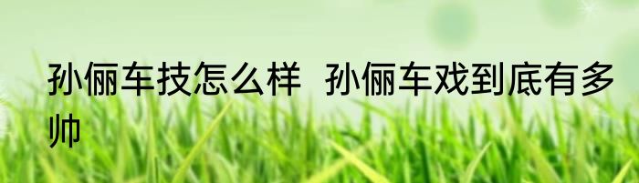 孙俪车技怎么样  孙俪车戏到底有多帅
