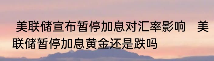  美联储宣布暂停加息对汇率影响   美联储暂停加息黄金还是跌吗