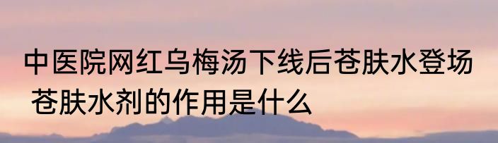 中医院网红乌梅汤下线后苍肤水登场   苍肤水剂的作用是什么