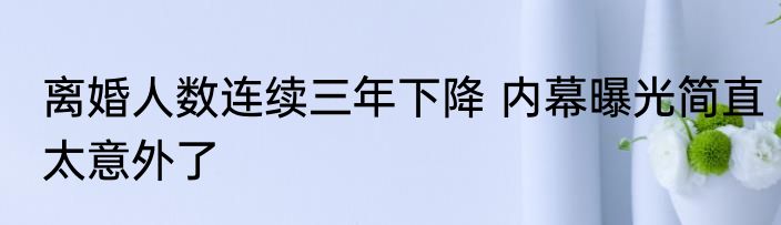 离婚人数连续三年下降 内幕曝光简直太意外了
