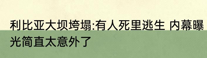 利比亚大坝垮塌:有人死里逃生 内幕曝光简直太意外了