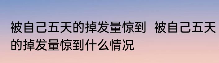 被自己五天的掉发量惊到  被自己五天的掉发量惊到什么情况