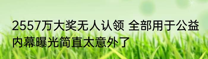2557万大奖无人认领 全部用于公益 内幕曝光简直太意外了