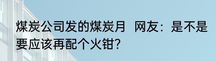 煤炭公司发的煤炭月  网友：是不是要应该再配个火钳？