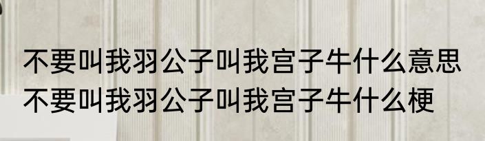 不要叫我羽公子叫我宫子牛什么意思  不要叫我羽公子叫我宫子牛什么梗