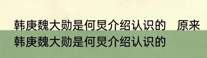 韩庚魏大勋是何炅介绍认识的   原来韩庚魏大勋是何炅介绍认识的