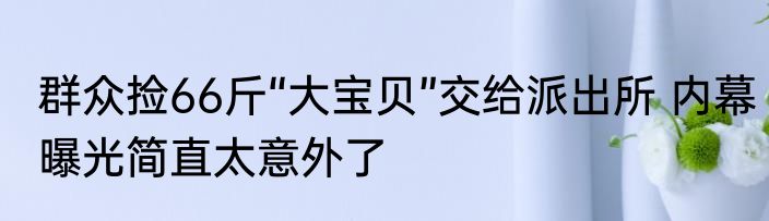 群众捡66斤“大宝贝”交给派出所 内幕曝光简直太意外了