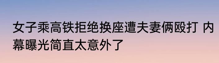 女子乘高铁拒绝换座遭夫妻俩殴打 内幕曝光简直太意外了