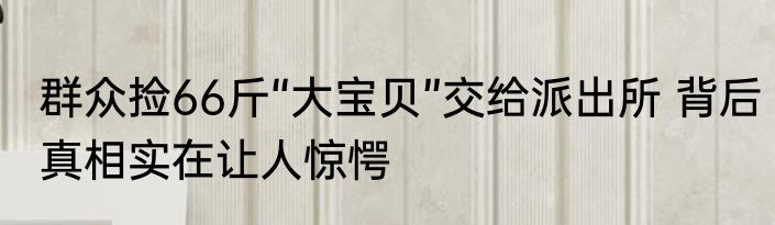 群众捡66斤“大宝贝”交给派出所 背后真相实在让人惊愕