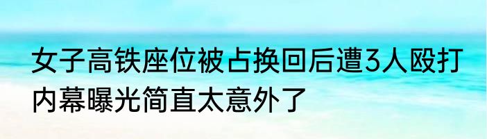 女子高铁座位被占换回后遭3人殴打 内幕曝光简直太意外了