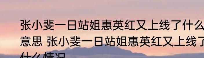张小斐一日站姐惠英红又上线了什么意思 	张小斐一日站姐惠英红又上线了什么情况