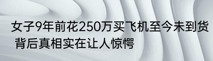 女子9年前花250万买飞机至今未到货 背后真相实在让人惊愕