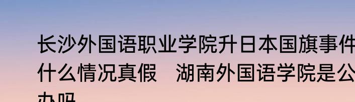 长沙外国语职业学院升日本国旗事件什么情况真假   湖南外国语学院是公办吗
