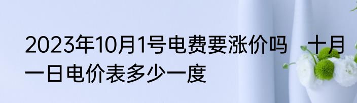 2023年10月1号电费要涨价吗   十月一日电价表多少一度