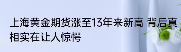 上海黄金期货涨至13年来新高 背后真相实在让人惊愕