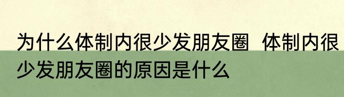 为什么体制内很少发朋友圈  体制内很少发朋友圈的原因是什么