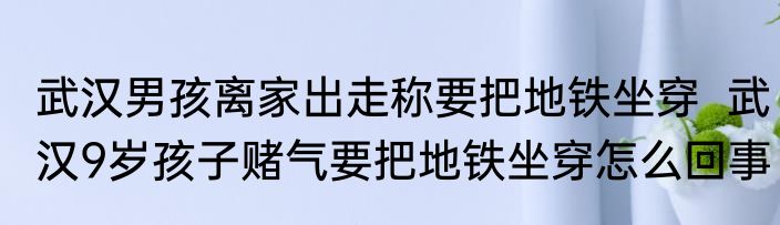 武汉男孩离家出走称要把地铁坐穿  武汉9岁孩子赌气要把地铁坐穿怎么回事