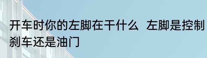 开车时你的左脚在干什么  左脚是控制刹车还是油门