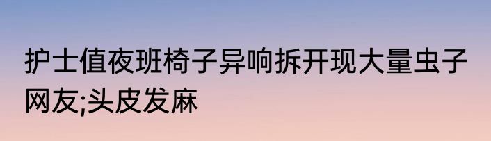 护士值夜班椅子异响拆开现大量虫子  网友;头皮发麻