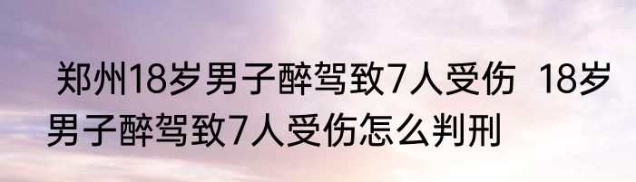  郑州18岁男子醉驾致7人受伤  18岁男子醉驾致7人受伤怎么判刑