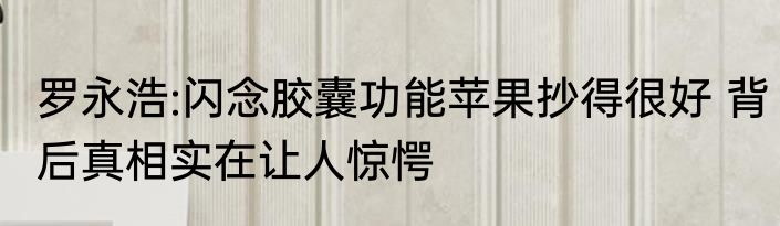 罗永浩:闪念胶囊功能苹果抄得很好 背后真相实在让人惊愕