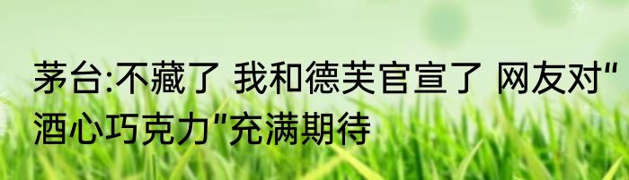 茅台:不藏了 我和德芙官宣了 网友对“酒心巧克力”充满期待