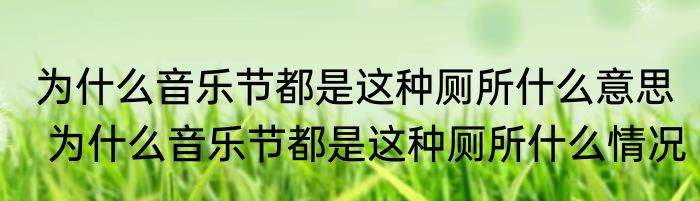 为什么音乐节都是这种厕所什么意思  为什么音乐节都是这种厕所什么情况