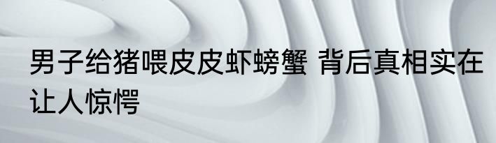 男子给猪喂皮皮虾螃蟹 背后真相实在让人惊愕