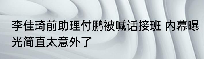 李佳琦前助理付鹏被喊话接班 内幕曝光简直太意外了