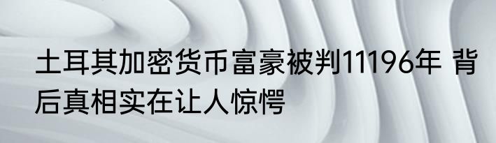 土耳其加密货币富豪被判11196年 背后真相实在让人惊愕