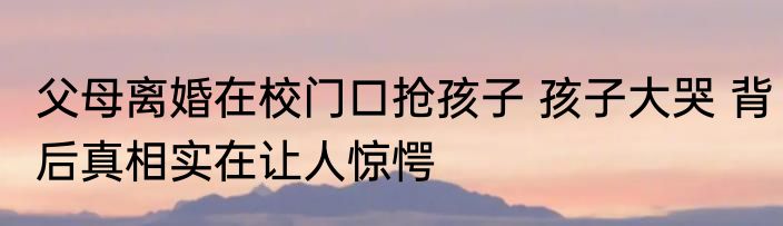 父母离婚在校门口抢孩子 孩子大哭 背后真相实在让人惊愕