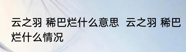 云之羽 稀巴烂什么意思  云之羽 稀巴烂什么情况