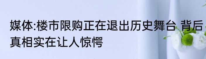 媒体:楼市限购正在退出历史舞台 背后真相实在让人惊愕