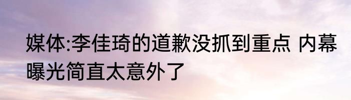 媒体:李佳琦的道歉没抓到重点 内幕曝光简直太意外了