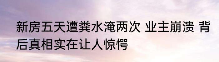 新房五天遭粪水淹两次 业主崩溃 背后真相实在让人惊愕