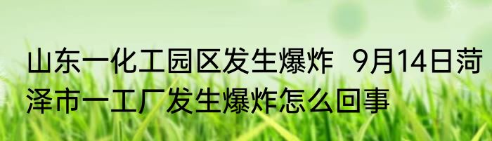 山东一化工园区发生爆炸  9月14日菏泽市一工厂发生爆炸怎么回事