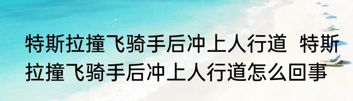 特斯拉撞飞骑手后冲上人行道  特斯拉撞飞骑手后冲上人行道怎么回事