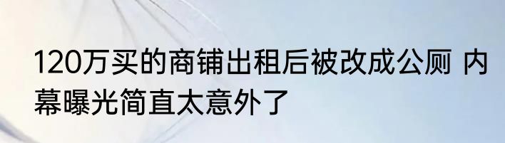 120万买的商铺出租后被改成公厕 内幕曝光简直太意外了