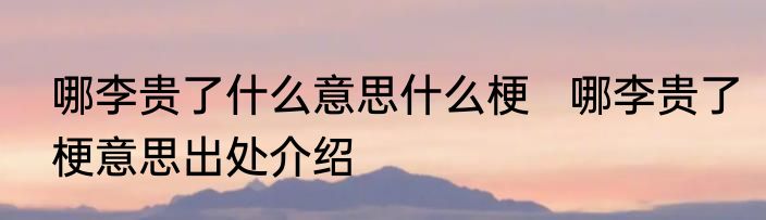 哪李贵了什么意思什么梗   哪李贵了梗意思出处介绍