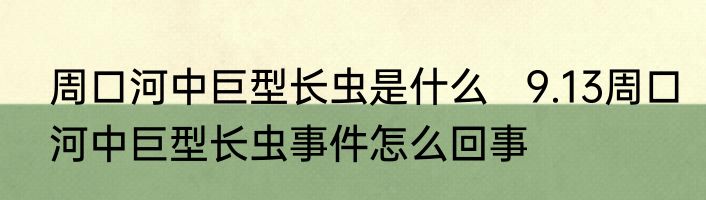 周口河中巨型长虫是什么   9.13周口河中巨型长虫事件怎么回事